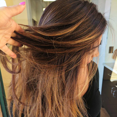 Balayage hairstyle enhanced with Glamour Locks hair extensions