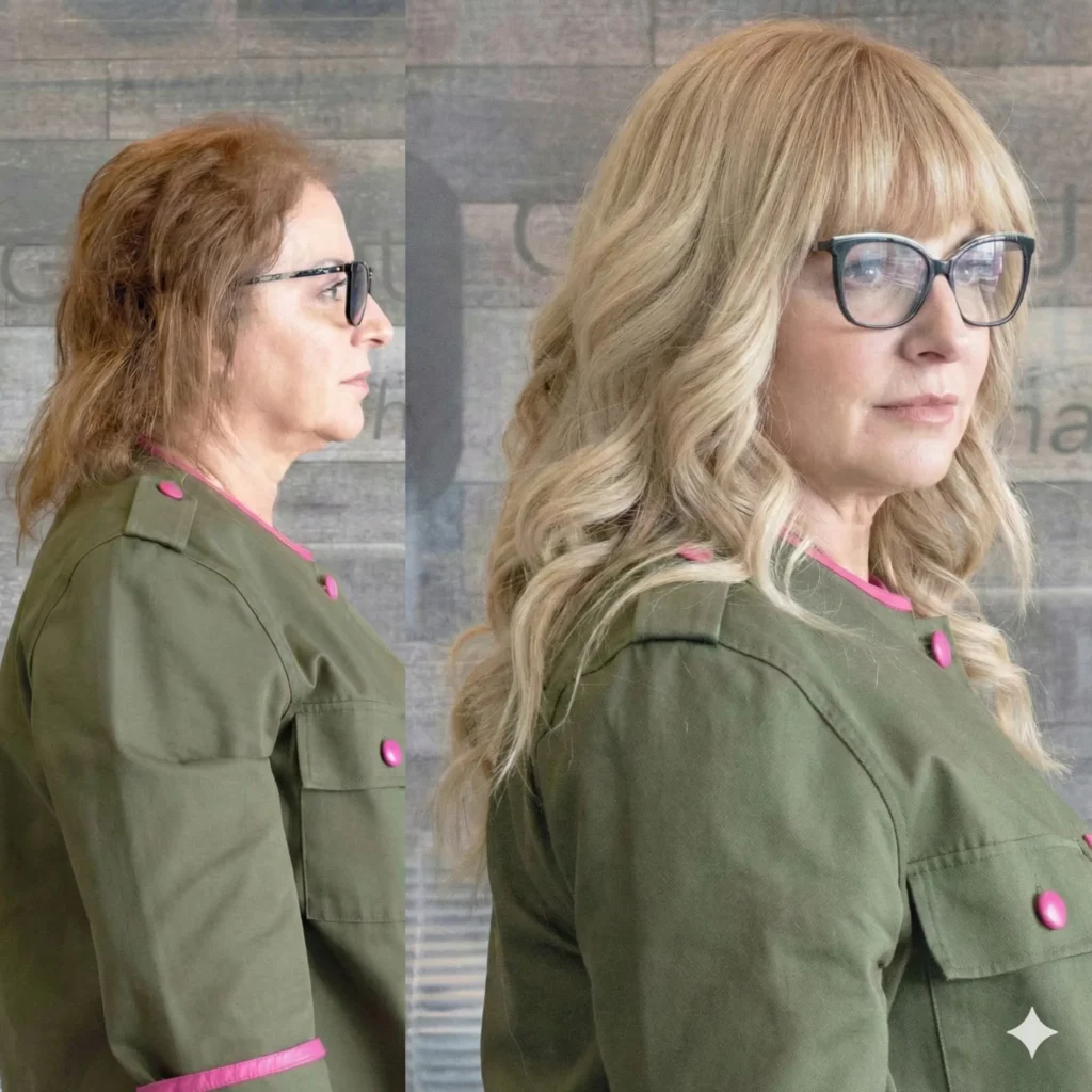 Hair Extensions For Top of Head - Right Side - Before and After