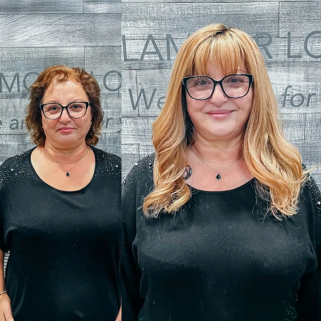 Crown Fusion red hair before and after - front