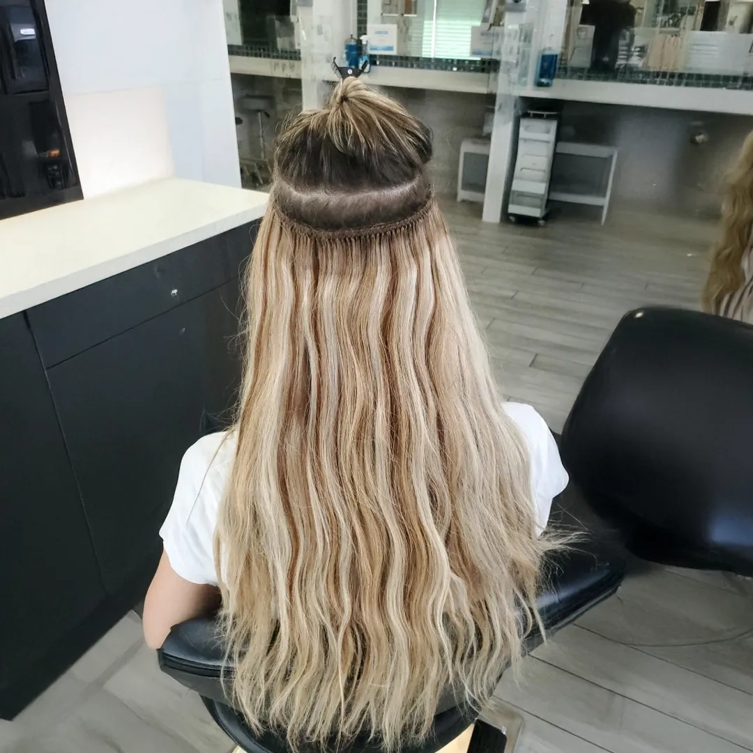 Blonde hair extension grow out
