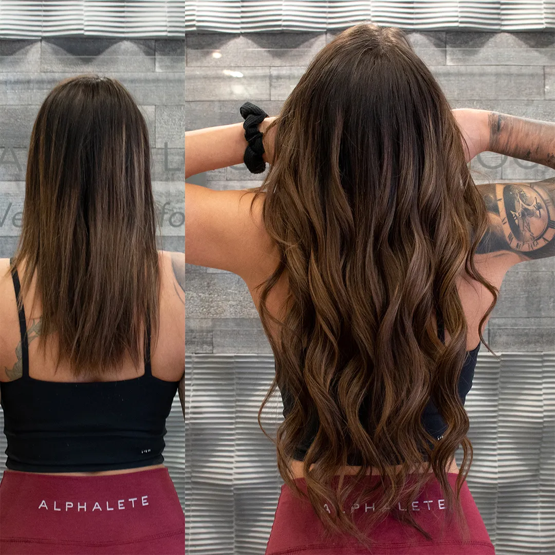 24 inch brunette hair extensions before and after
