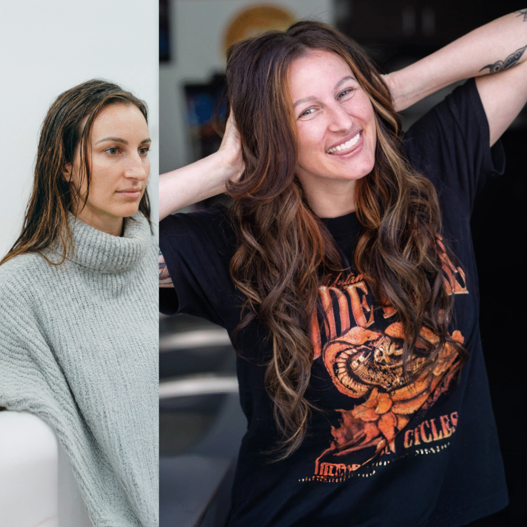 Brunette Hair Extensions Before and After