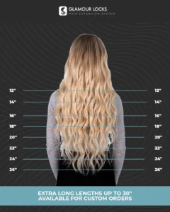 Glamour Locks Hair Extensions Length Chart - Wavy Hair