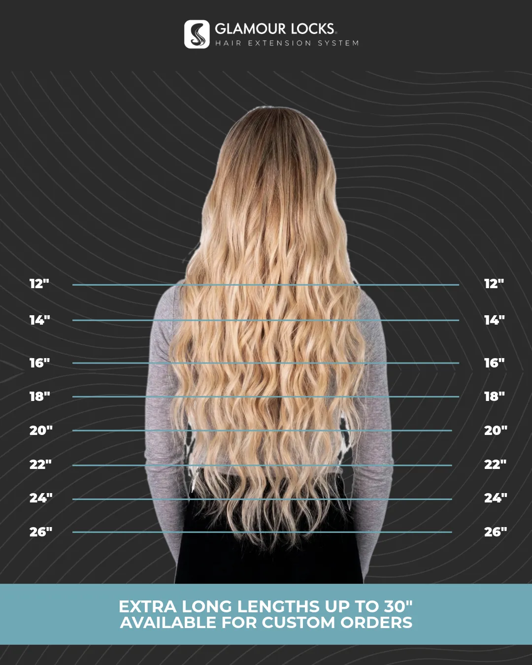 Glamour Locks hair extension length chart
